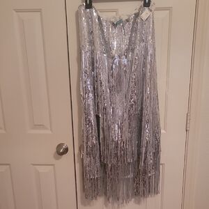 Maeve Silver Sequin Maxi Skirt